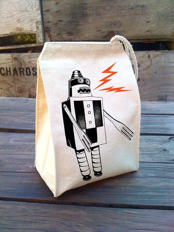 Robot Recycled Cotton Lunch Bag
