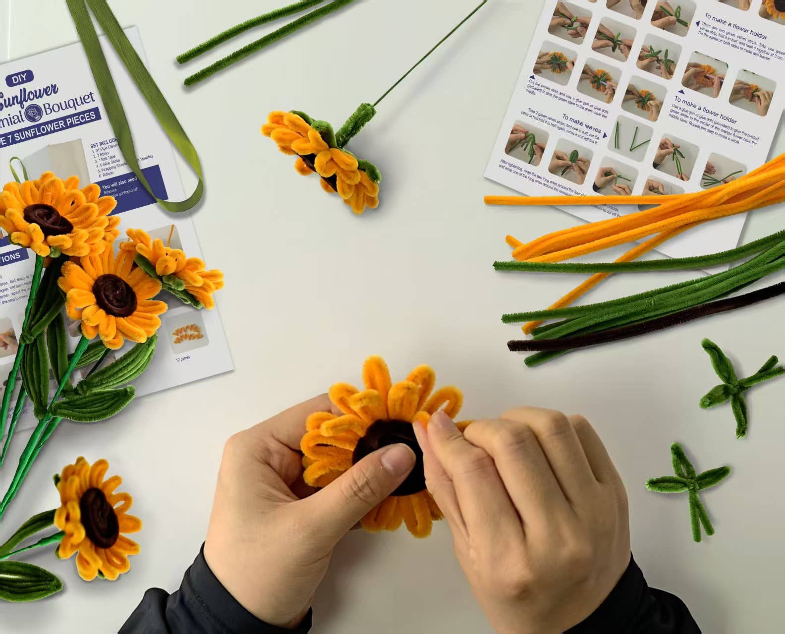 DIY Chenille Flower Bouquet Kit – Sunflower
