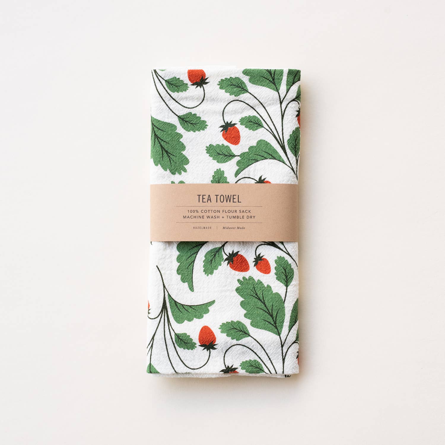Strawberries Screenprinted Cotton Tea Towel
