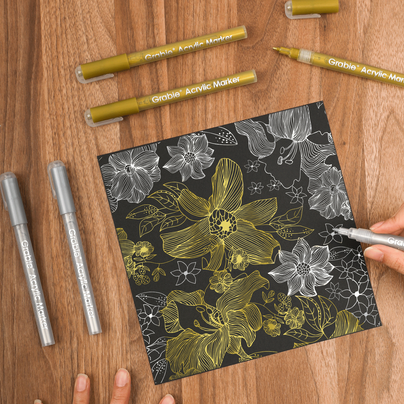 Gold & Silver Extra Fine Tip Acrylic Paint Marker Set Of 6