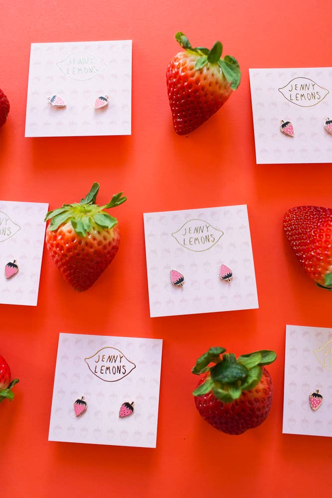 Strawberry Enamel Earrings