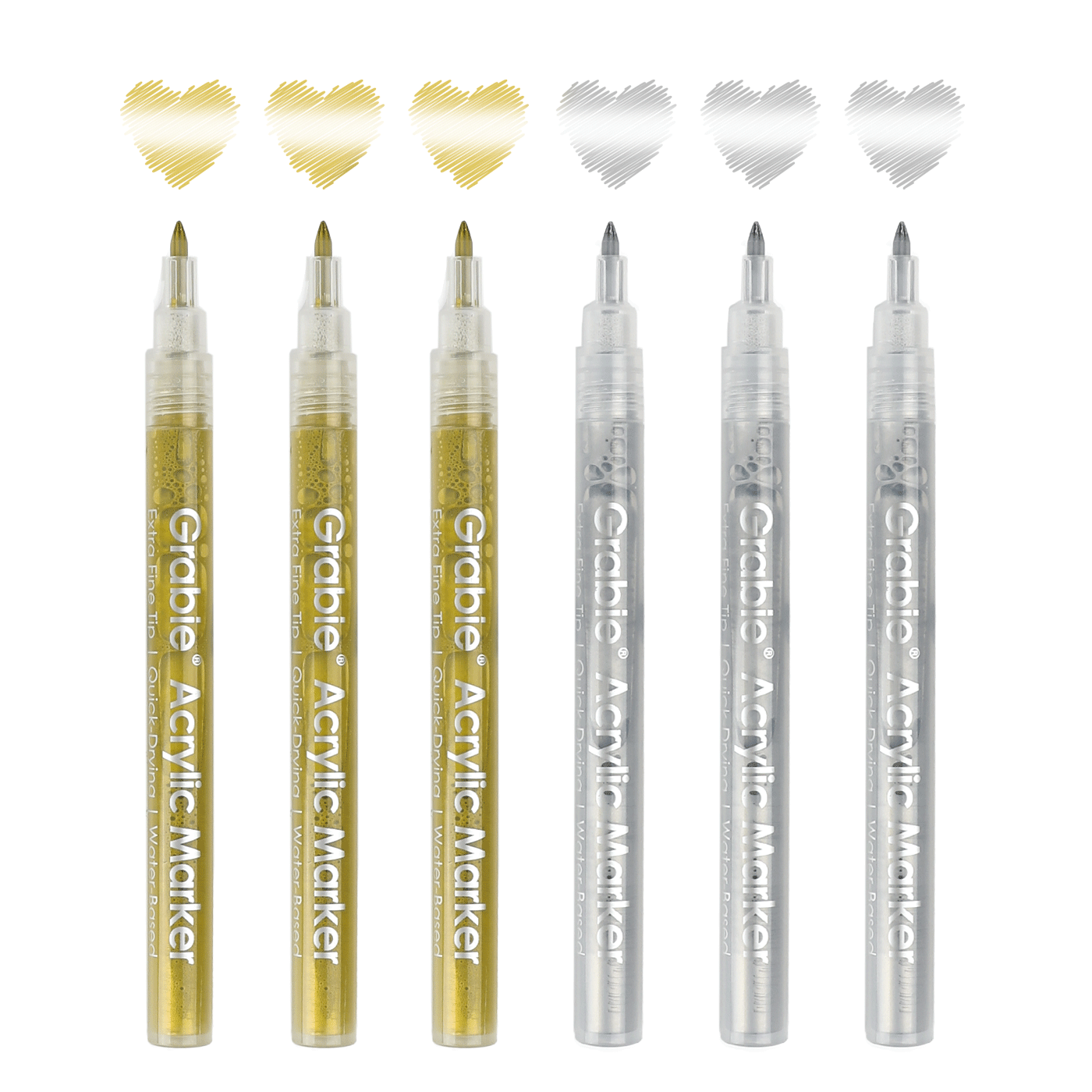 Gold & Silver Extra Fine Tip Acrylic Paint Marker Set Of 6
