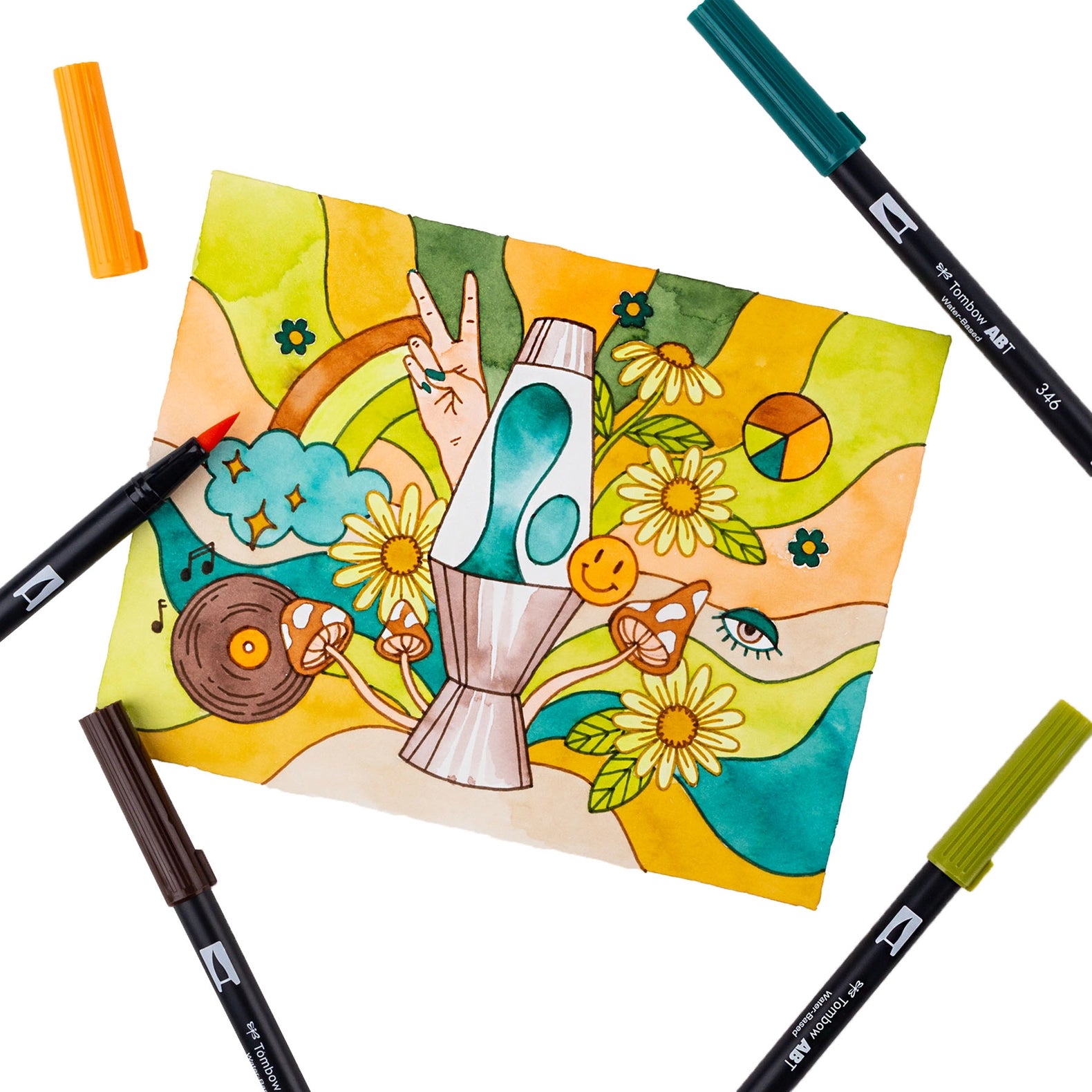 Seventies Dual Brush Art Markers - 10 Pk
