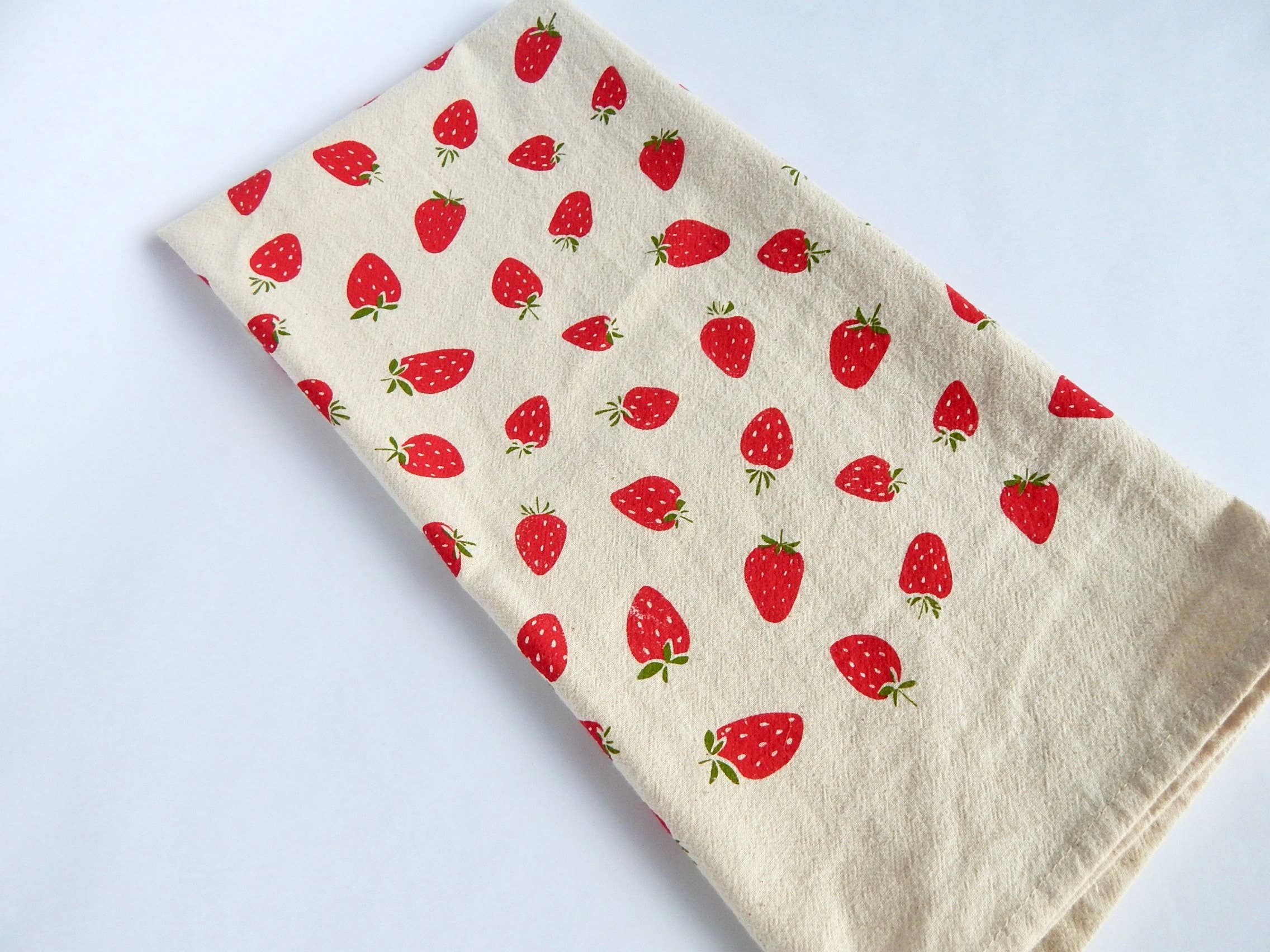 Strawberry Handprinted Kitchen Tea Towel