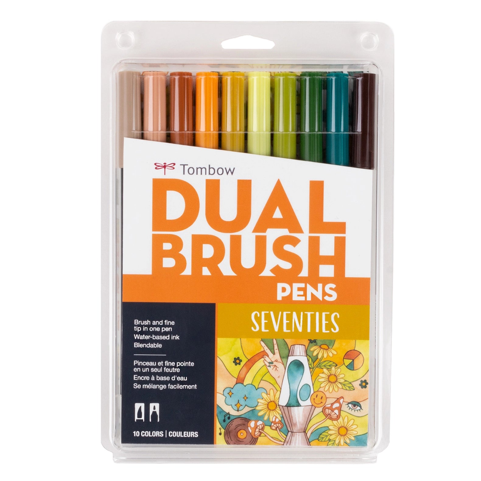 Seventies Dual Brush Art Markers - 10 Pk