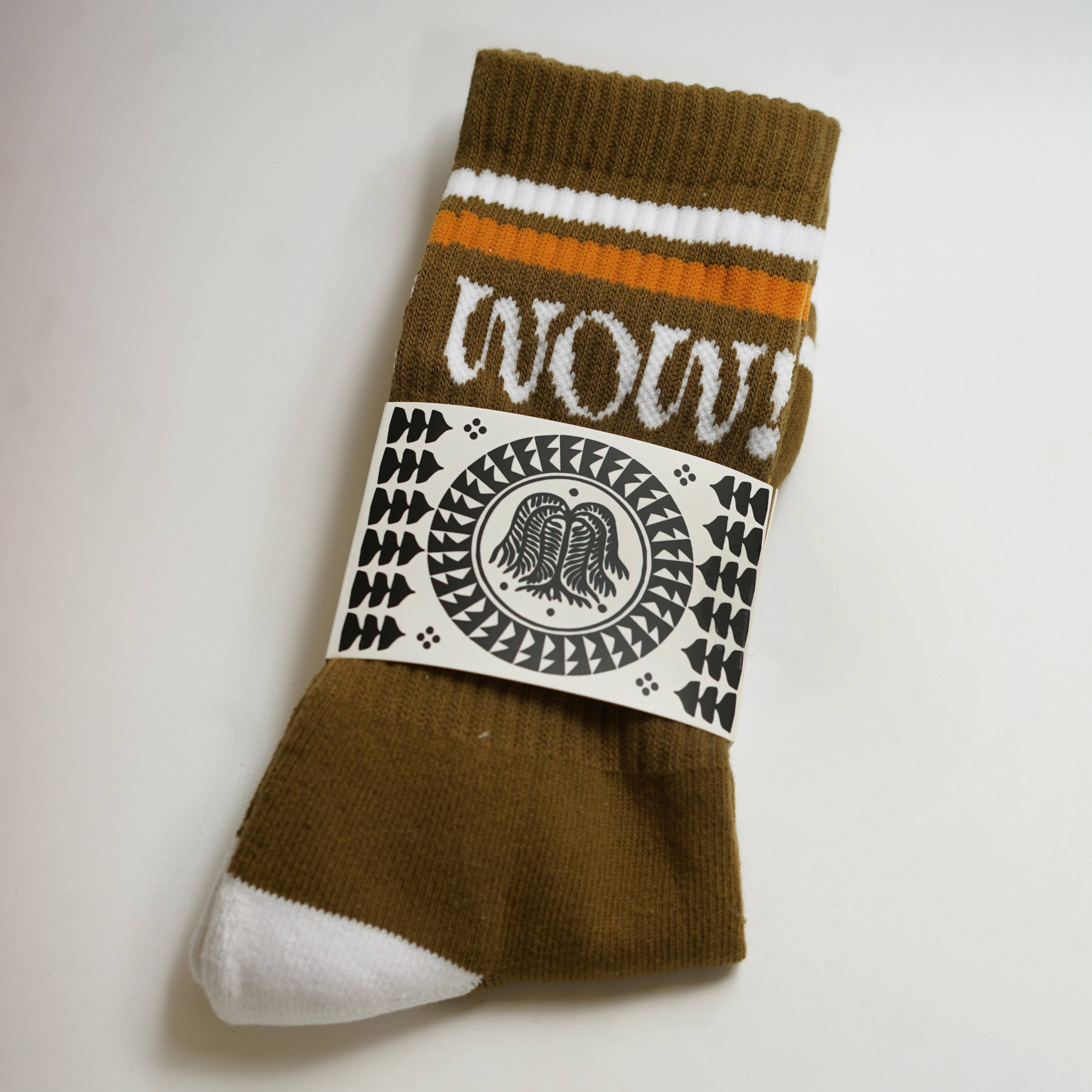 'WOW!’ Socks: Brown and One Size Fits All