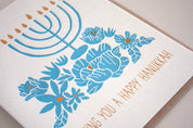 Happy Hanukkah Flower Menorah Card