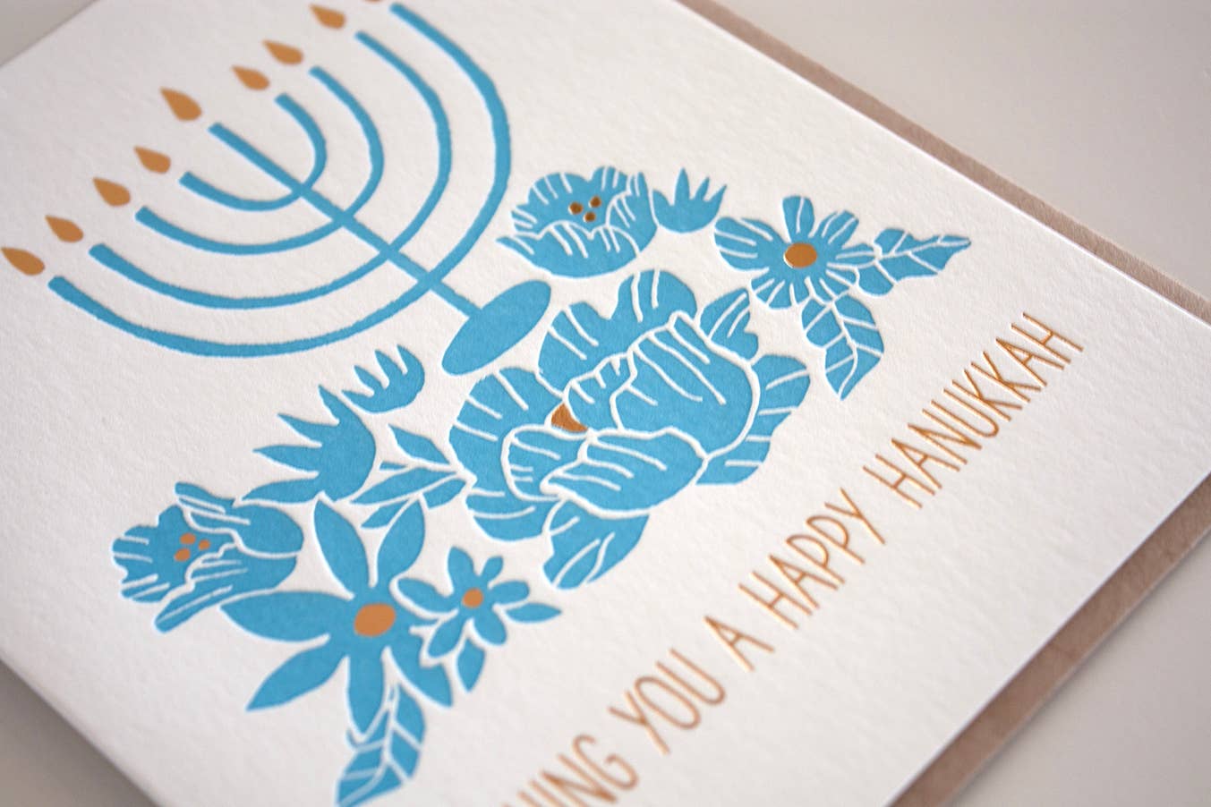 Happy Hanukkah Flower Menorah Card