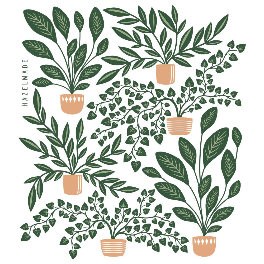 Houseplants Printed Cotton Tea Towel
