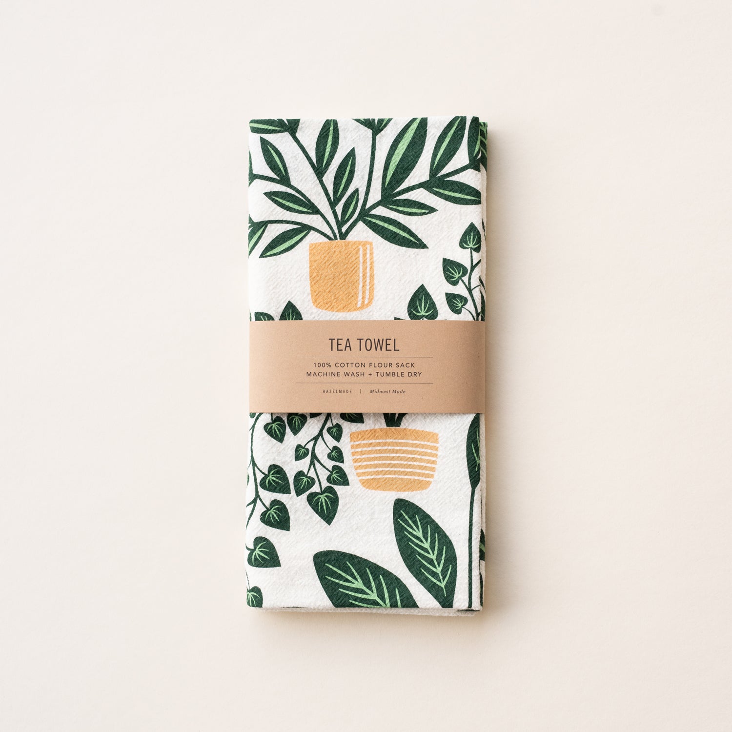 Houseplants Printed Cotton Tea Towel