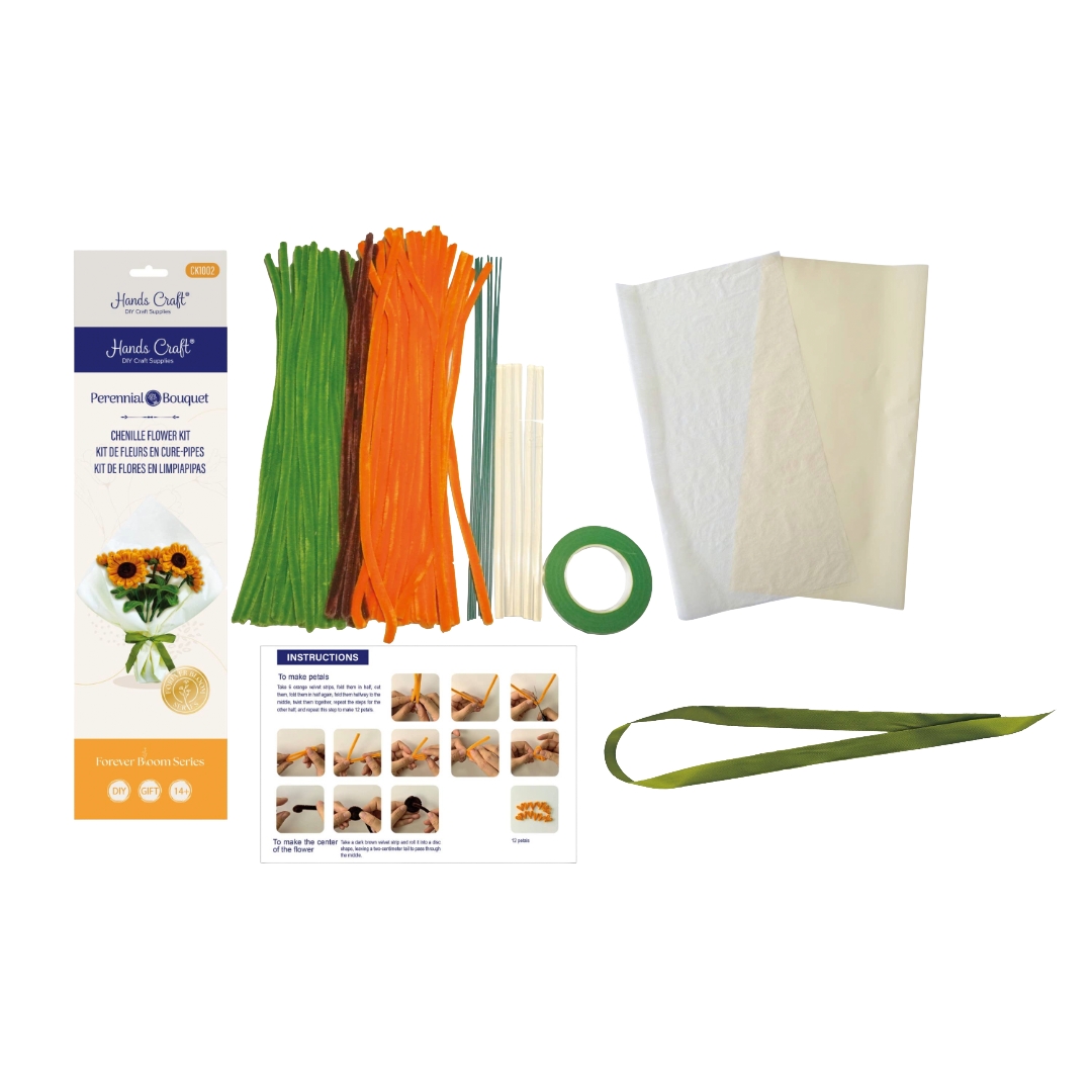 DIY Chenille Flower Bouquet Kit – Sunflower