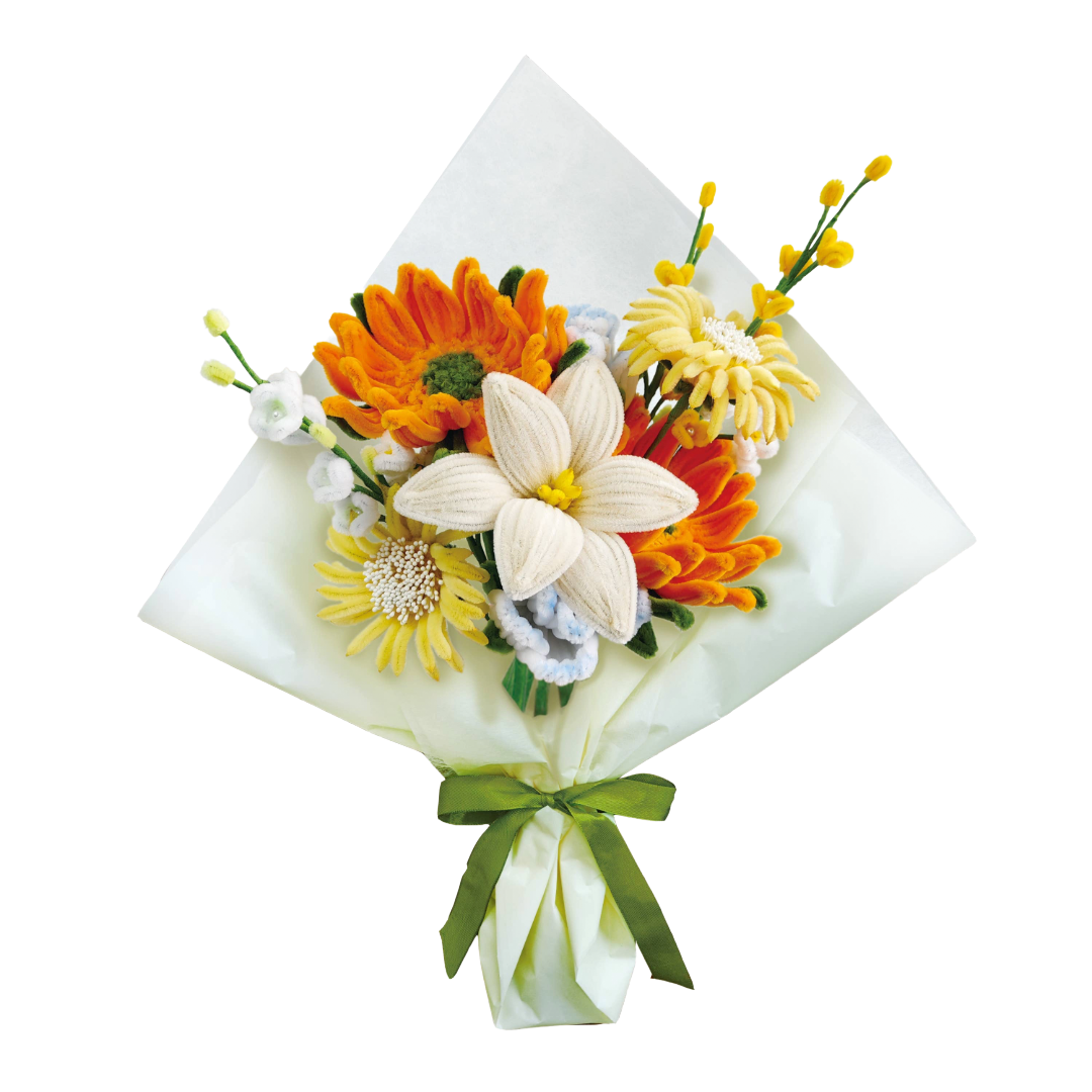 DIY Chenille Flower Bouquet Kit – Orange Mix