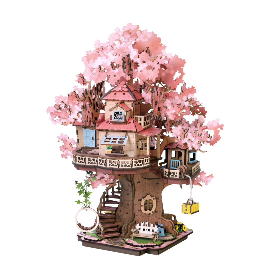 DIY Wooden Puzzle: Sakura Tree House