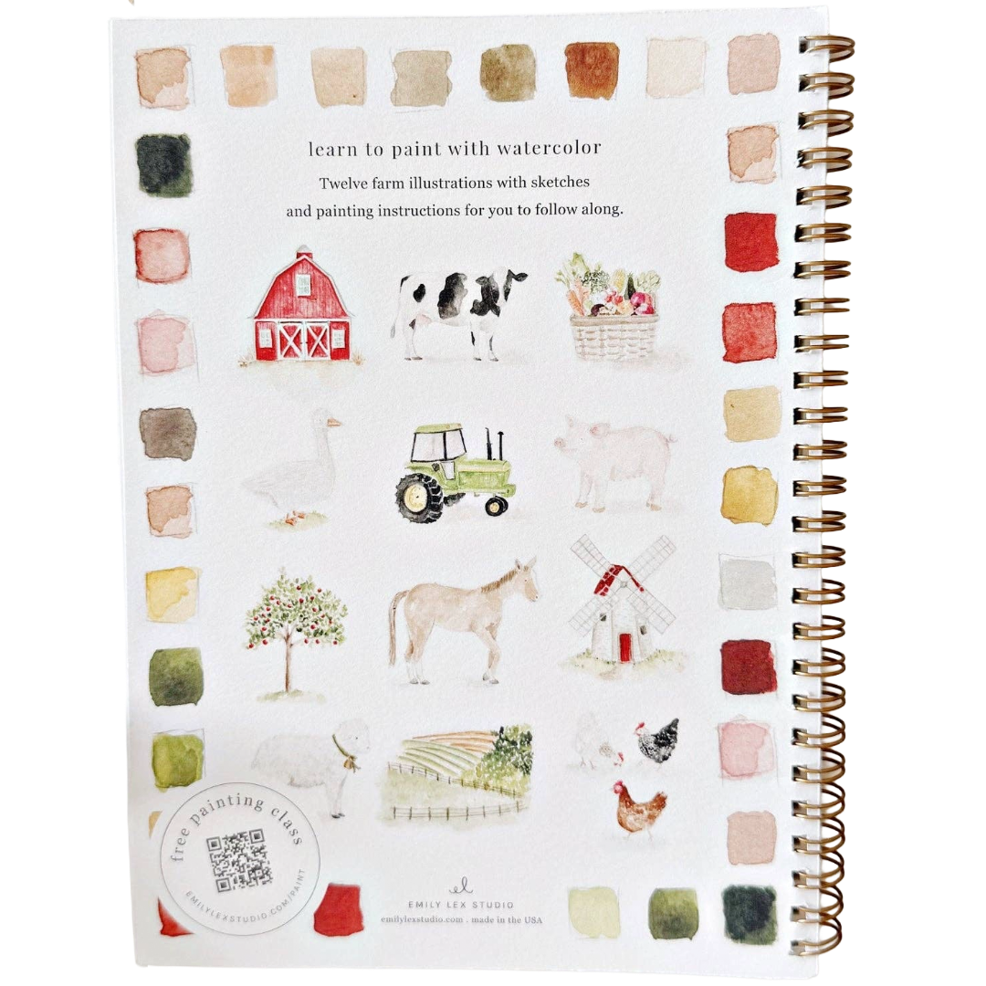 Farm watercolor workbook