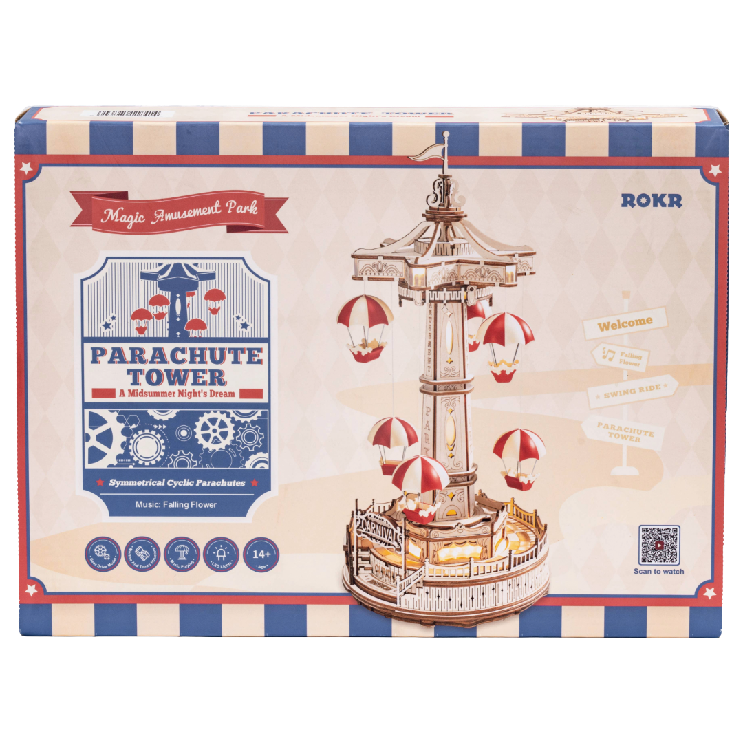 Parachute Tower: Electro-Mechanical Wooden Puzzle