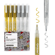 Gold & Silver Extra Fine Tip Acrylic Paint Marker Set Of 6