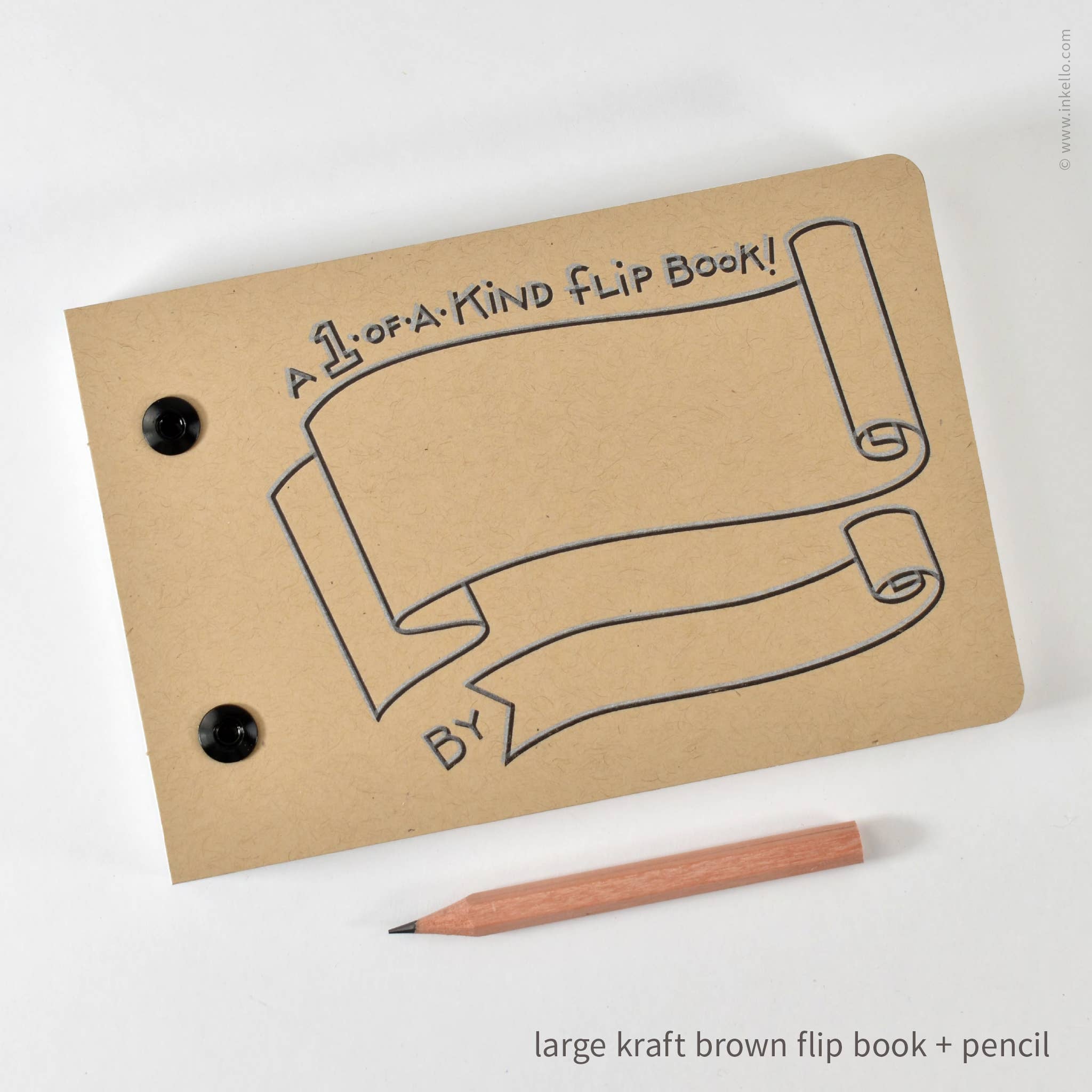 Draw-Your-Own Flip Book + Pencil - Kraft Brown