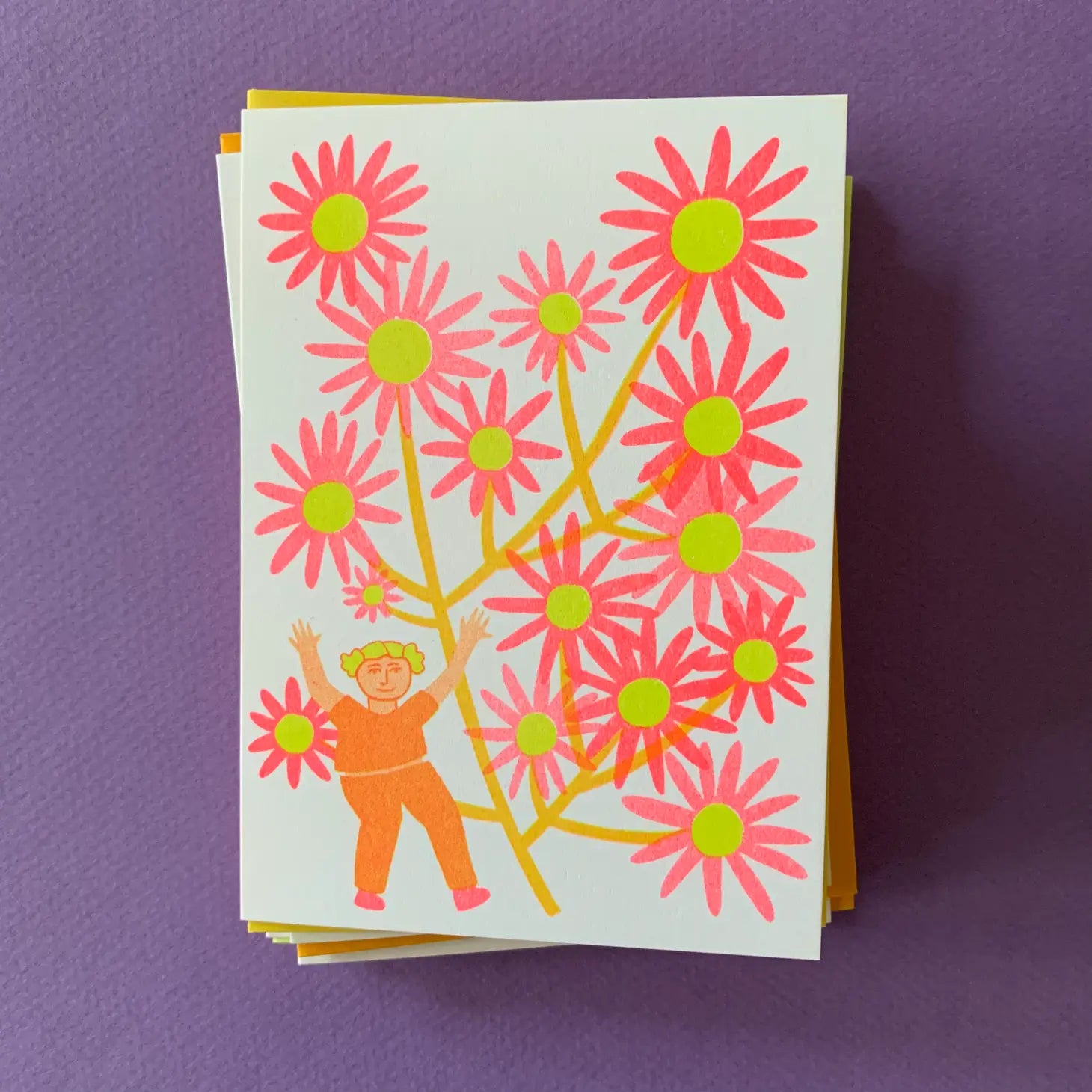 Aster Blooming - Risograph Printed Greeting Card