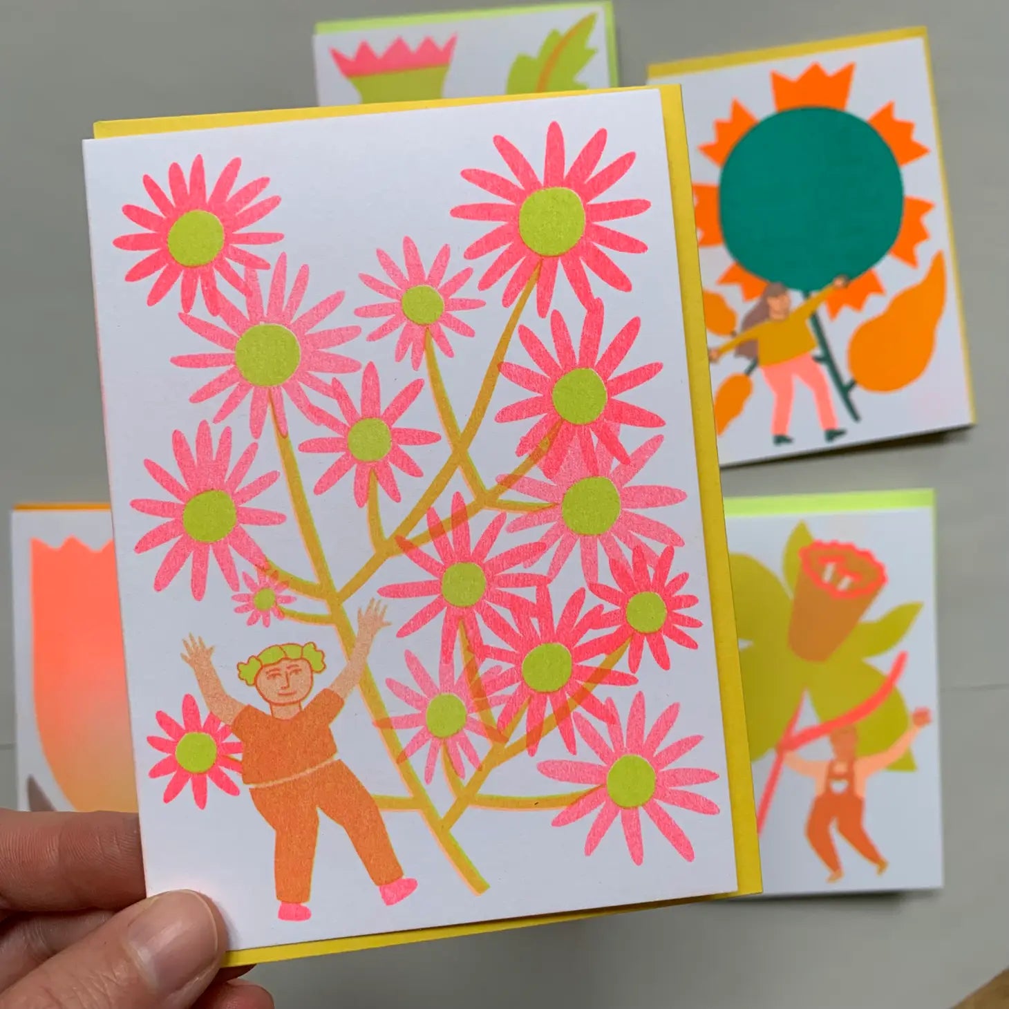 Aster Blooming - Risograph Printed Greeting Card