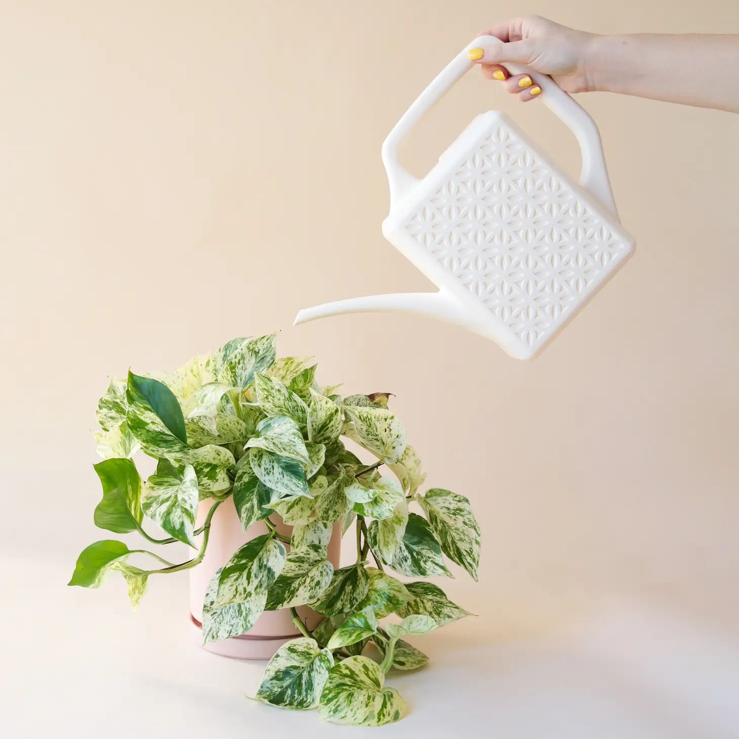 Breeze Block Recycled Plastic Watering Can - Ivory