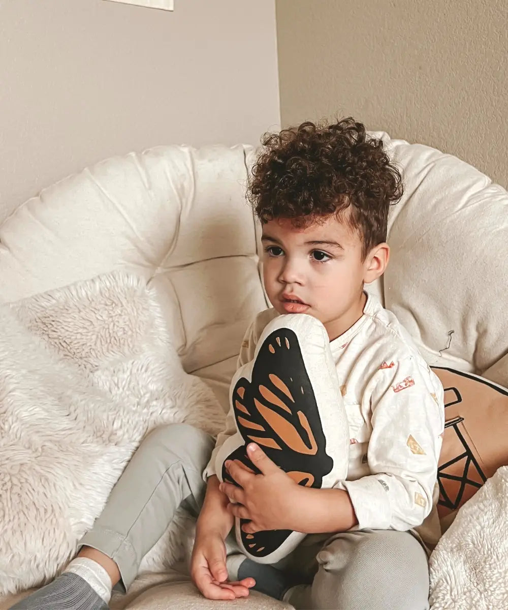 Natural Canvas Butterfly Pillow