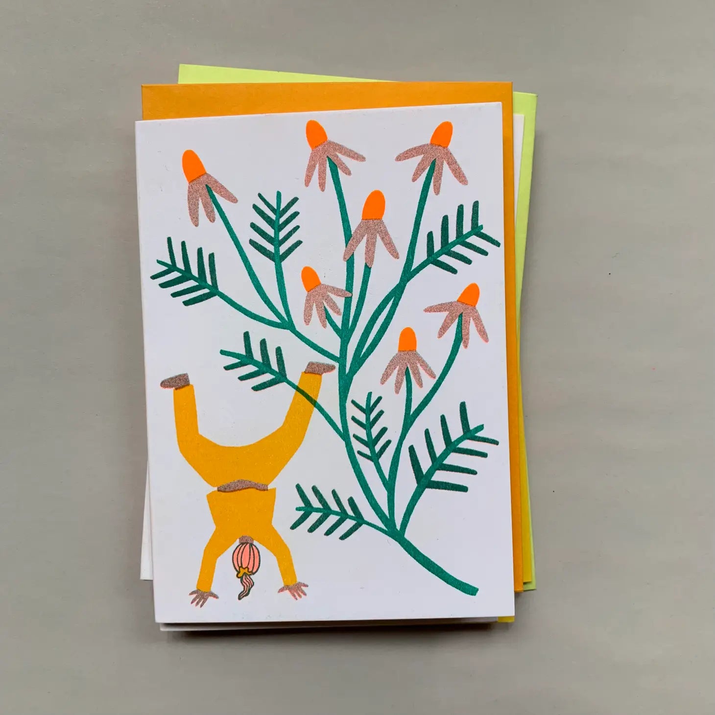 Chamomile Blooming - Risograph Printed Greeting Card