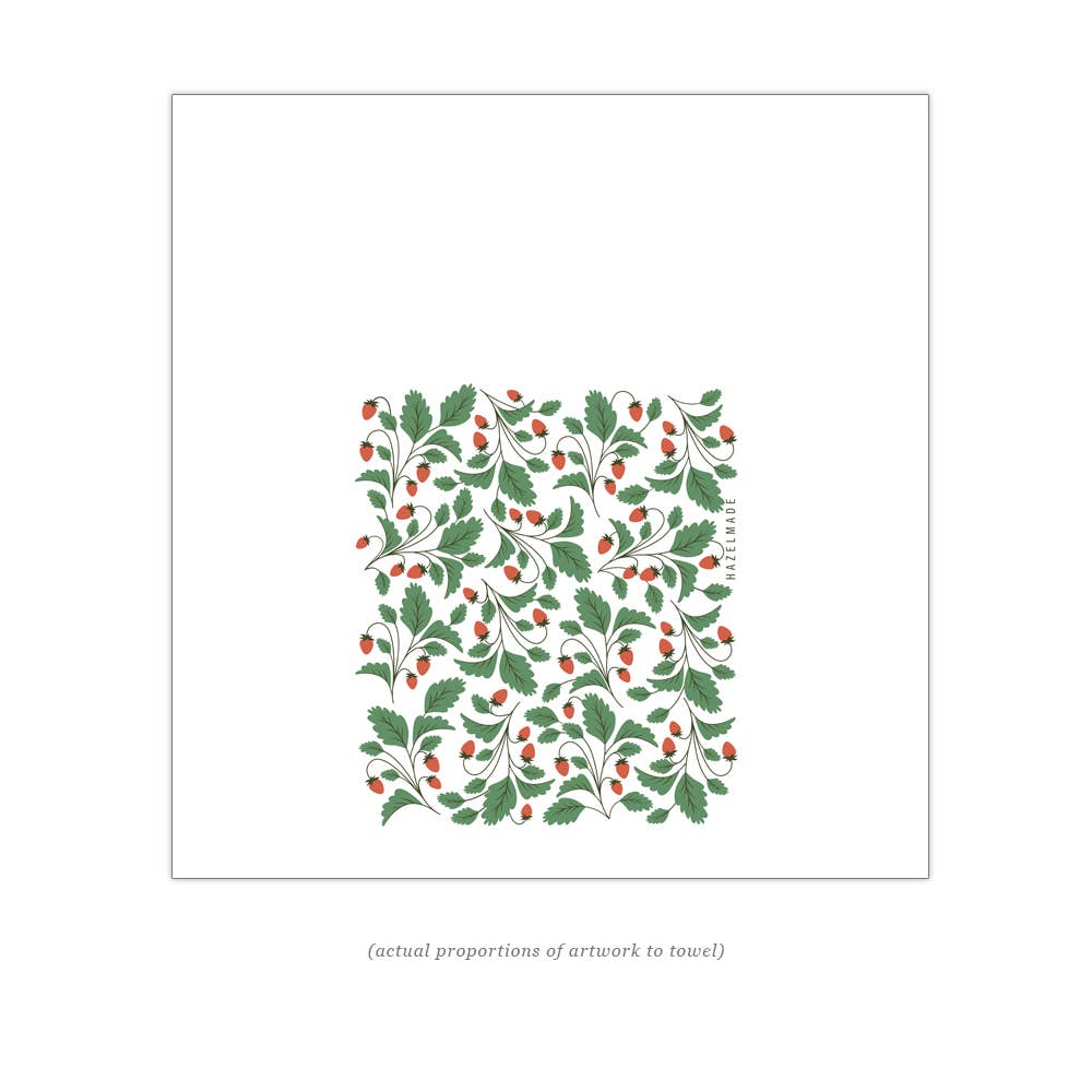Strawberries Screenprinted Cotton Tea Towel