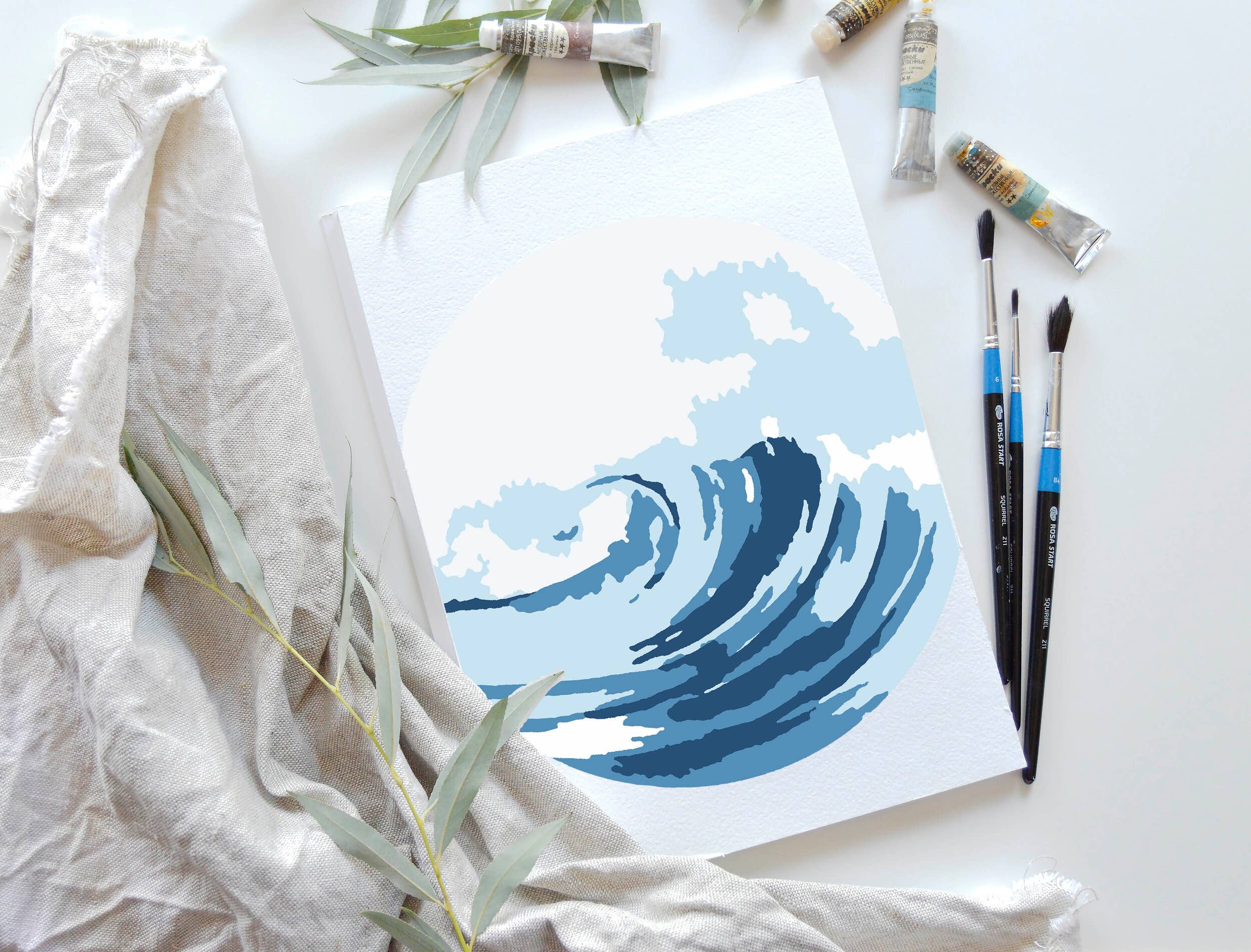 Ocean Waves Paint-By-Numbers Kit