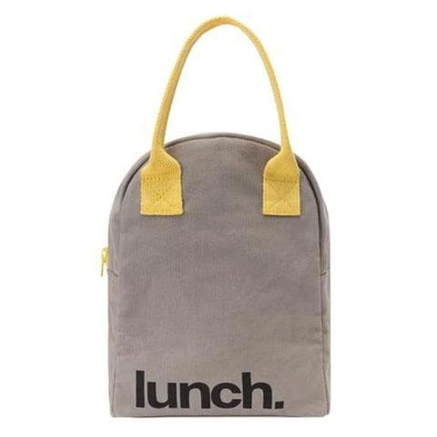 Grey and Yellow Organic Cotton Lunch Bag