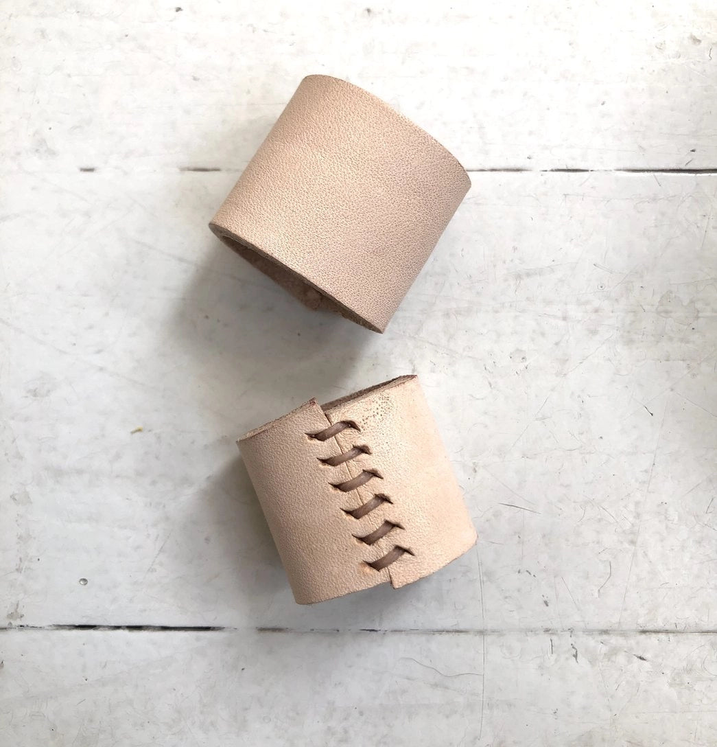 Naturally Dyed Leather Bolo Bandana Cuff