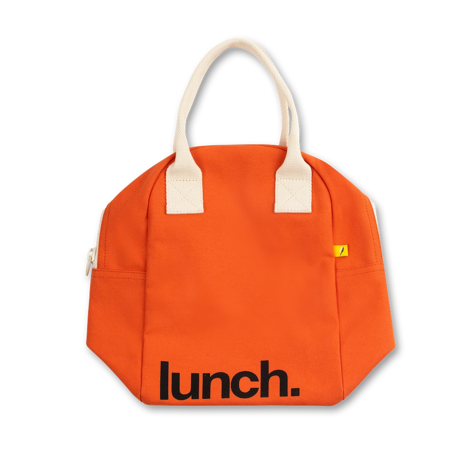 Orange Organic Cotton Zipper Lunch Bag