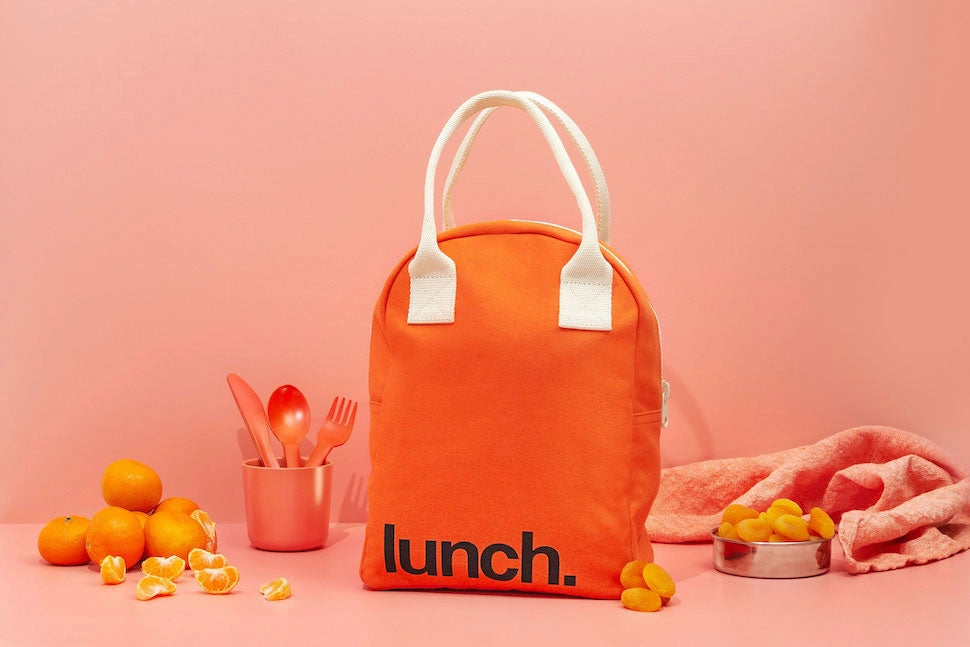 Orange Organic Cotton Zipper Lunch Bag
