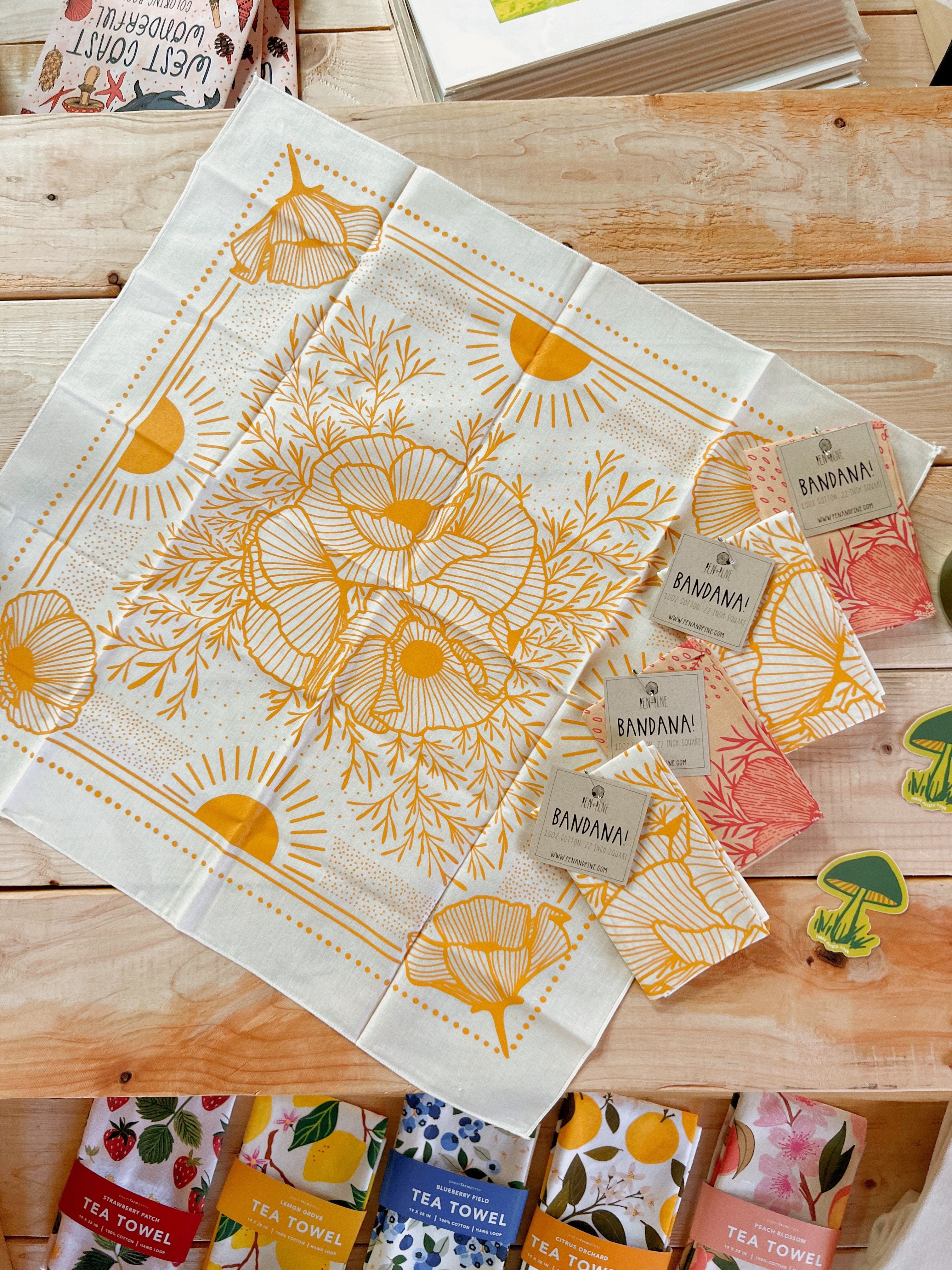 Poppy Sunrise - Silk Screened Bandana