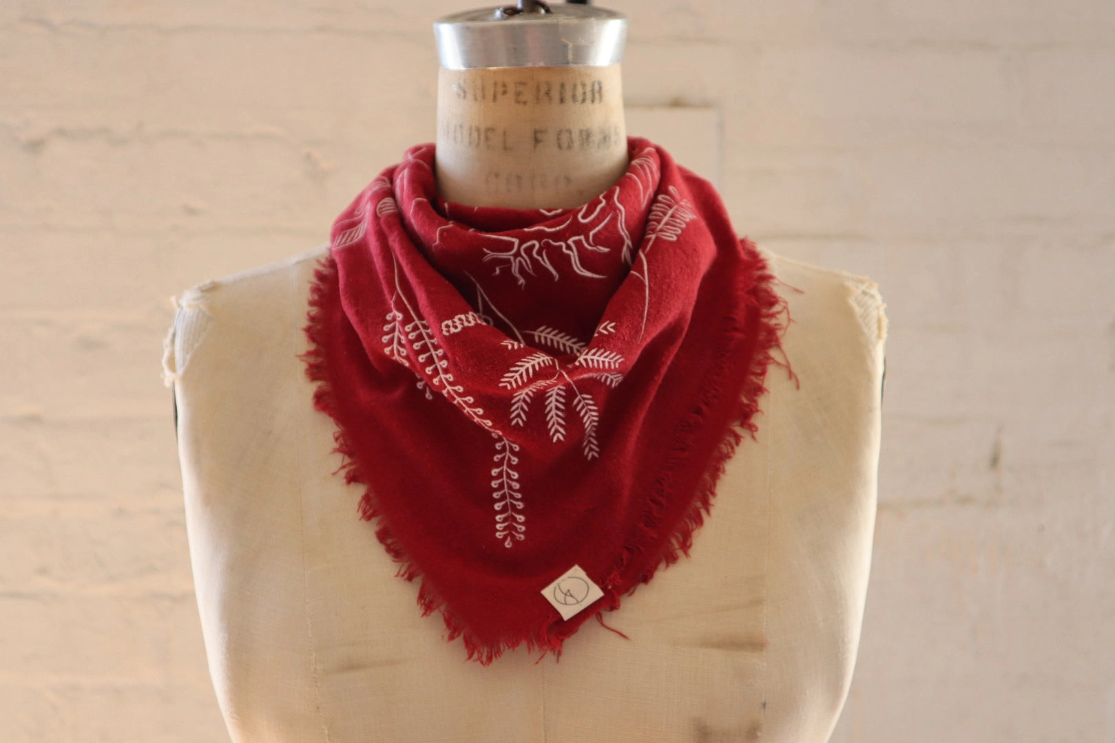 Poppy Red Naturally Dyed Botanical Print Bandana