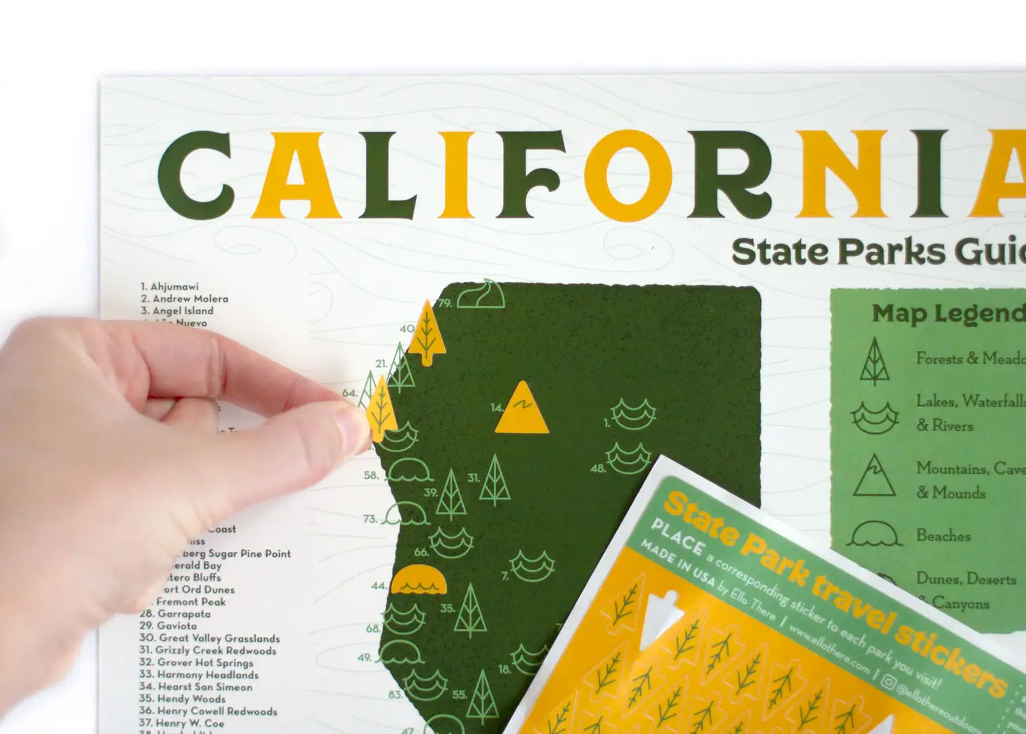 California State Park Checklist with Stickers