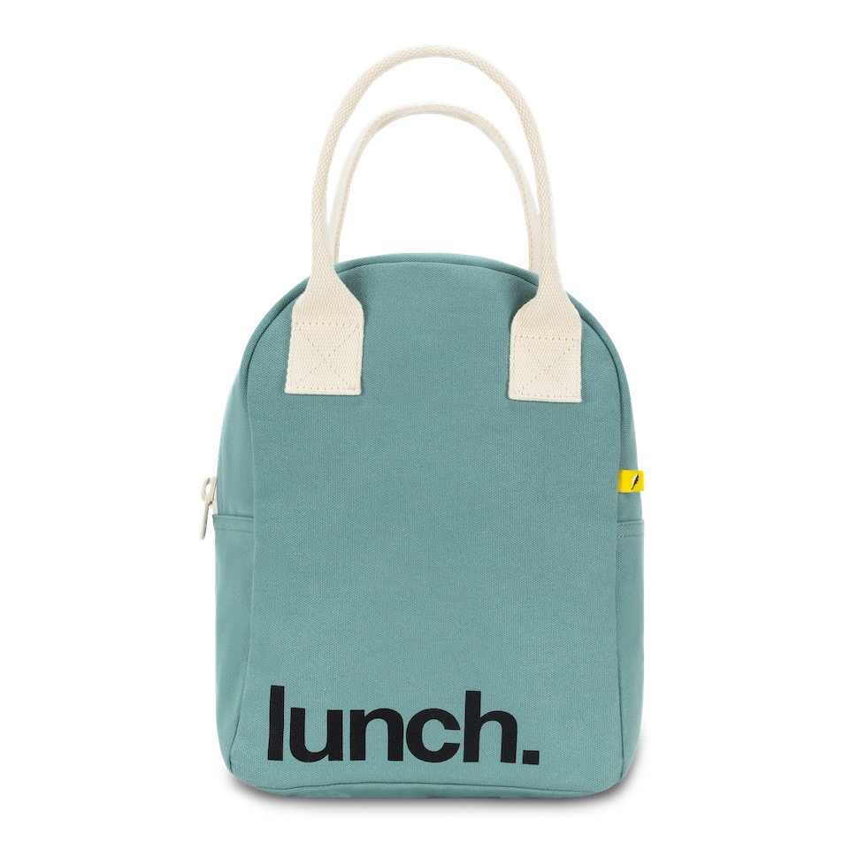 Teal Organic Cotton Zipper Lunch Bag