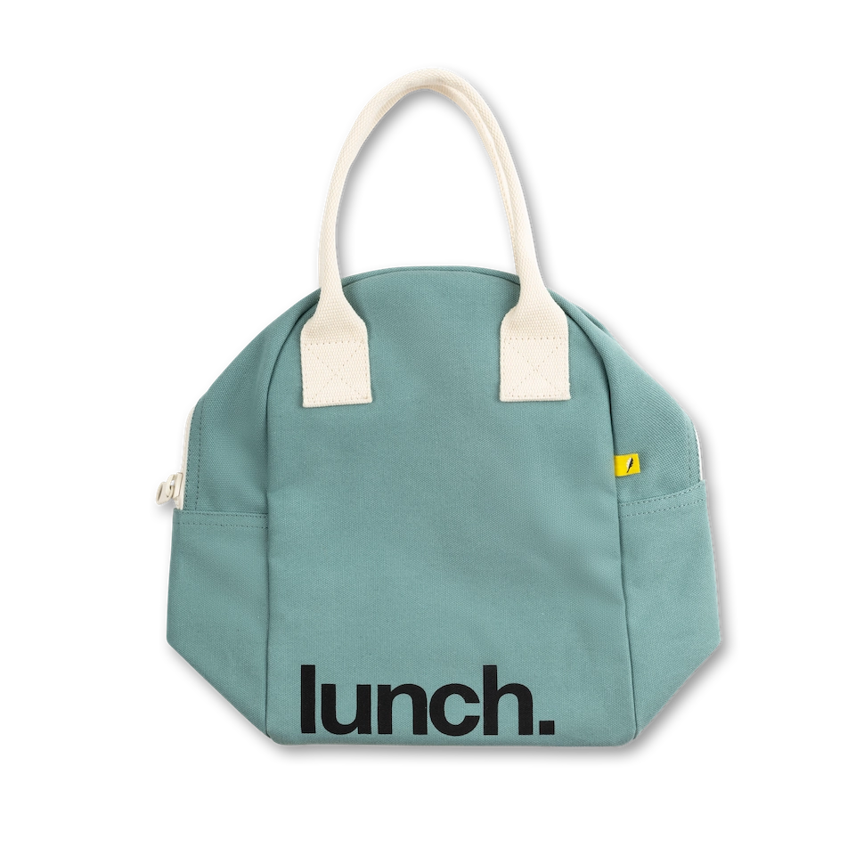Teal Organic Cotton Zipper Lunch Bag