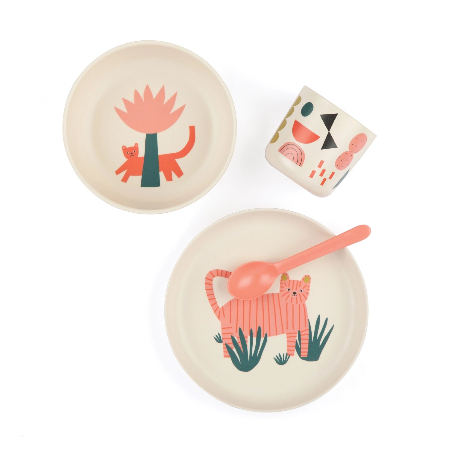 Tiger Illustrated Plate Set