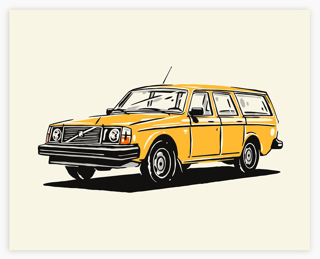 Yellow Volvo Art Print