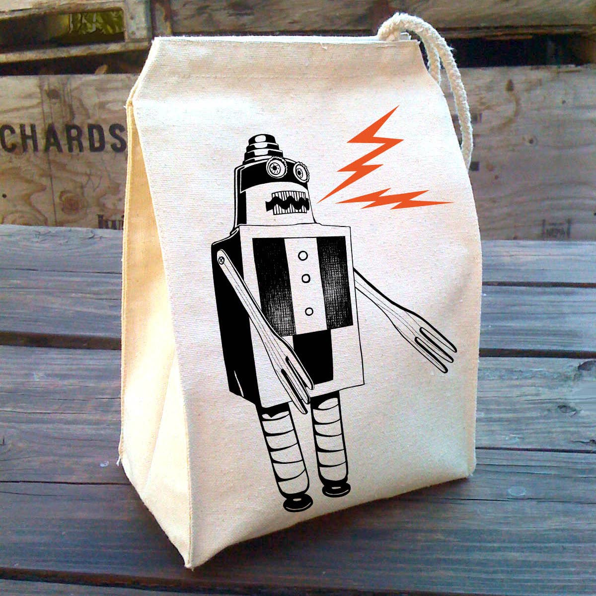 Robot Recycled Cotton Lunch Bag