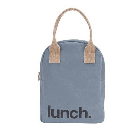 Fluf - Zipper Lunch Bag - 'Lunch' Blue