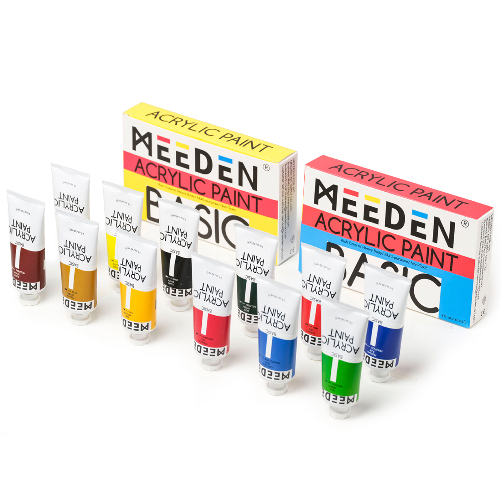 MEEDEN 12-color Acrylic Paint Set - Non-Toxic Art & Craft Paints