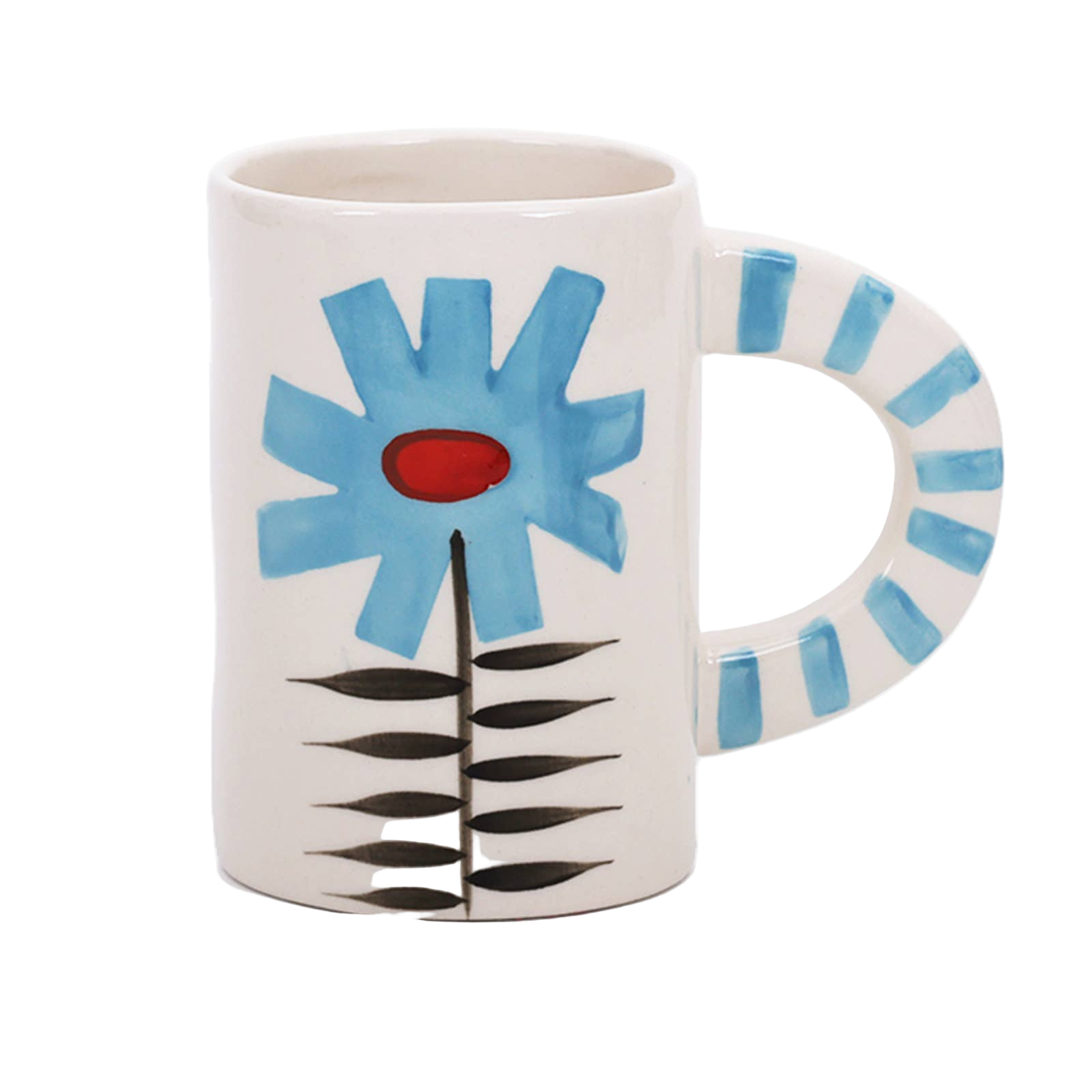 Blue Floral Mug 14 oz. Hand-Painted