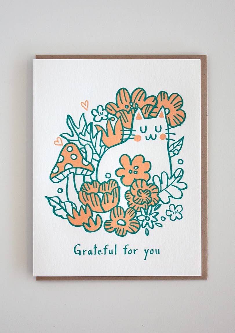 Grateful Cat Greeting Card