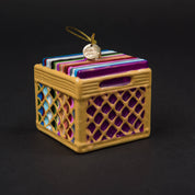 Record Crate Holiday Glass Ornament