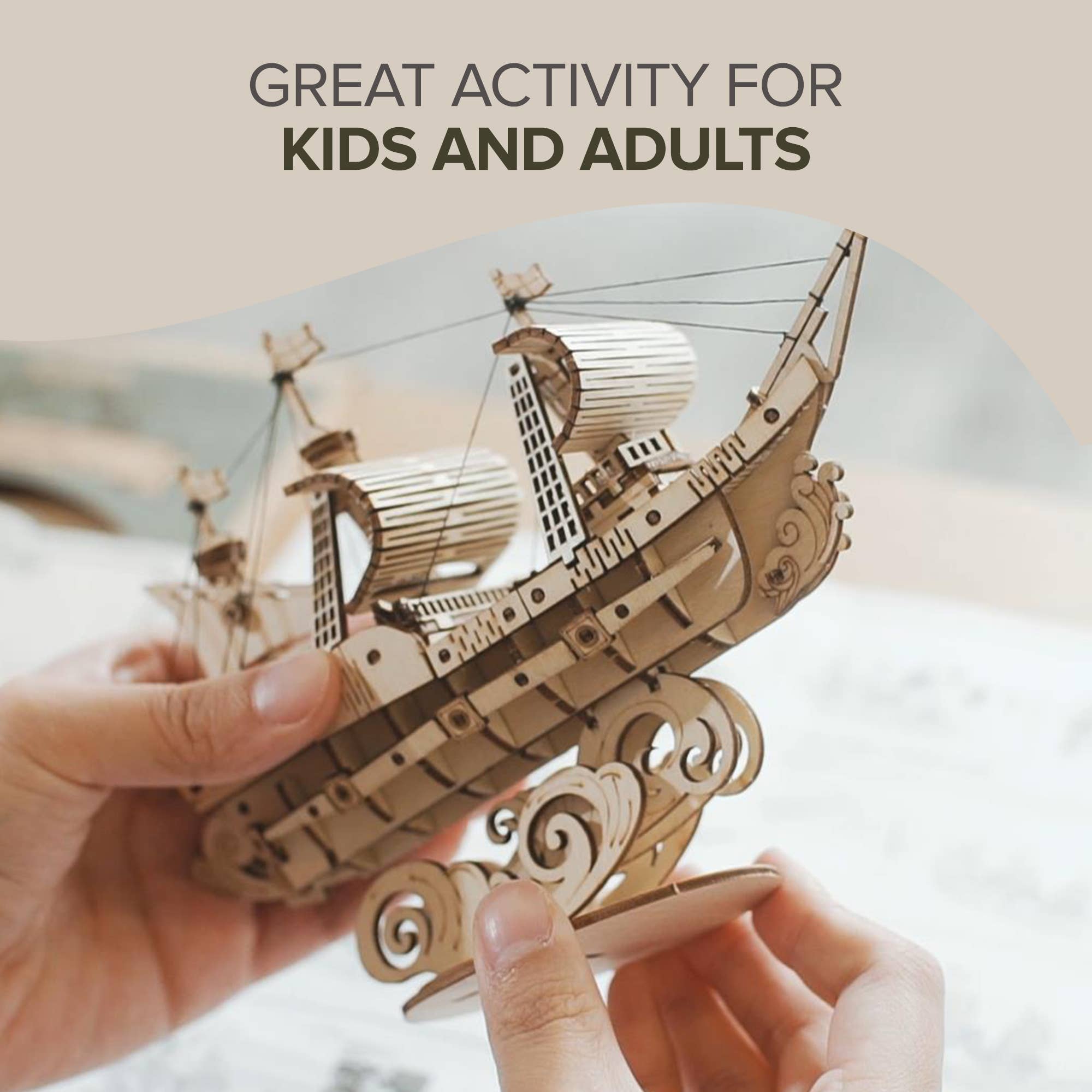 3D Laser Cut Wooden Puzzle: Sailing Ship