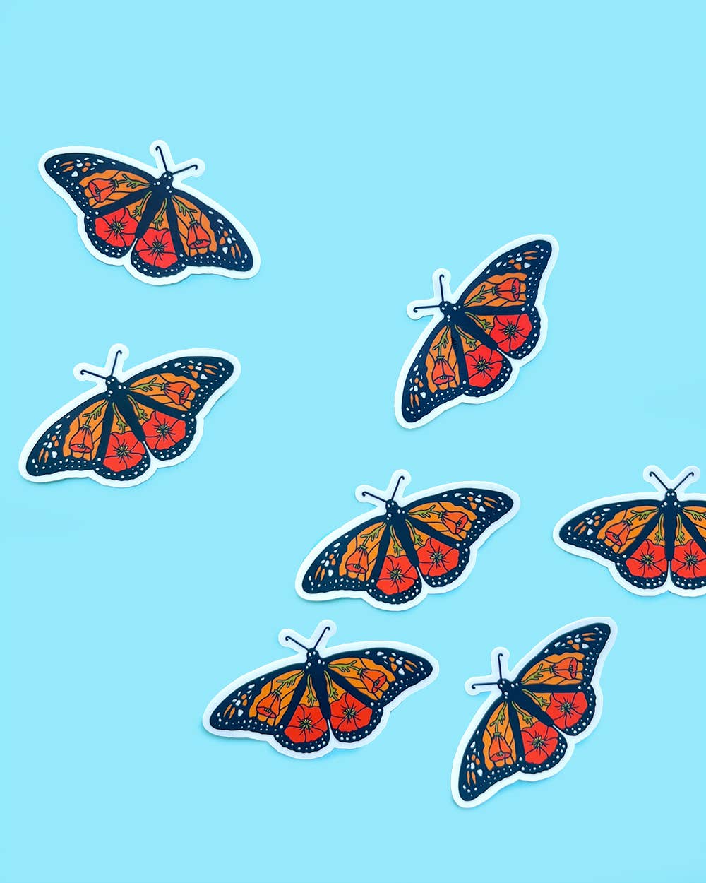 Monarch Butterfly California Poppy Sticker