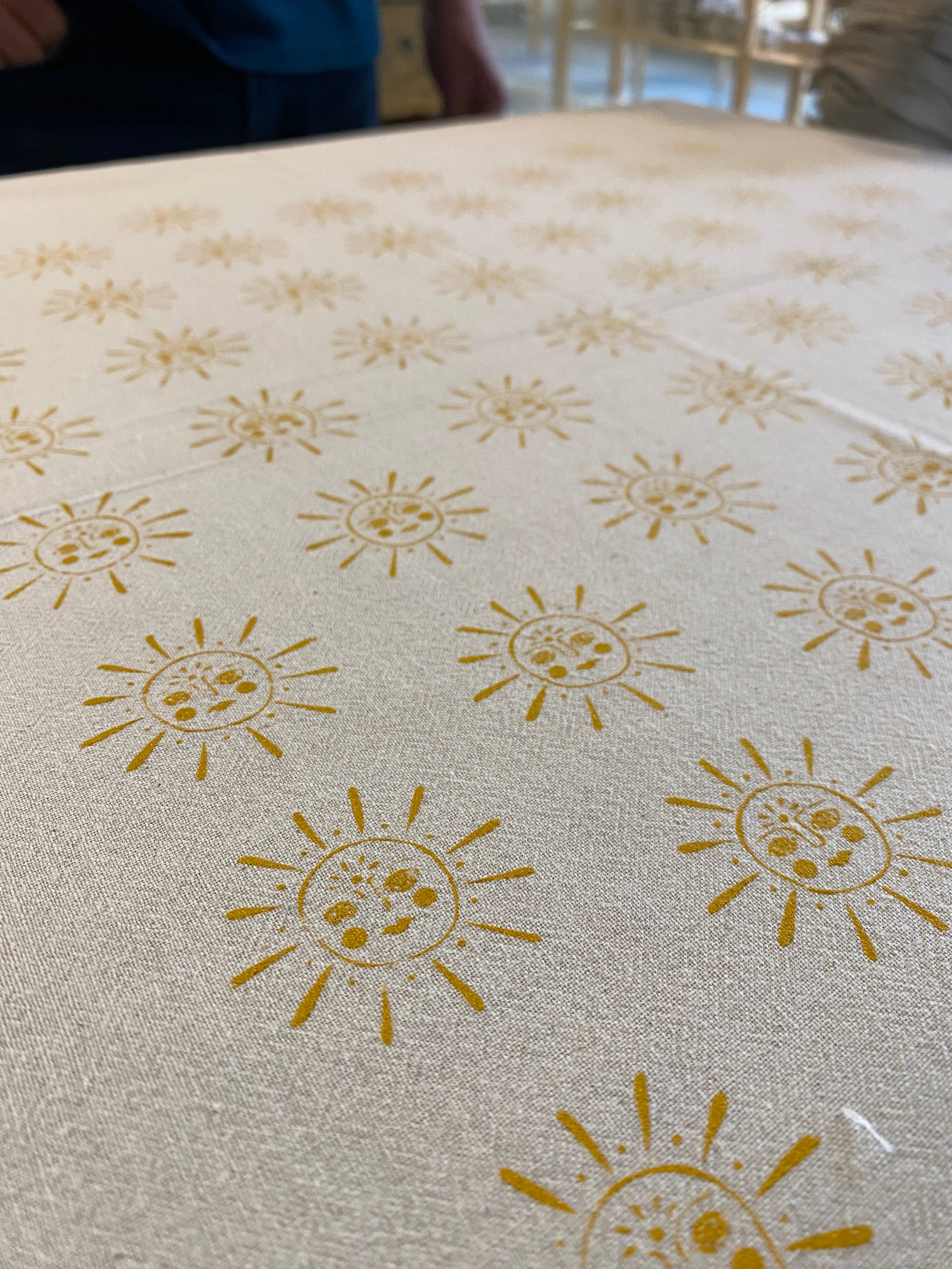 Sun Handprinted Kitchen Tea Towel