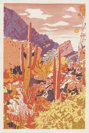 Red Cacti Desert Print  12"x18"