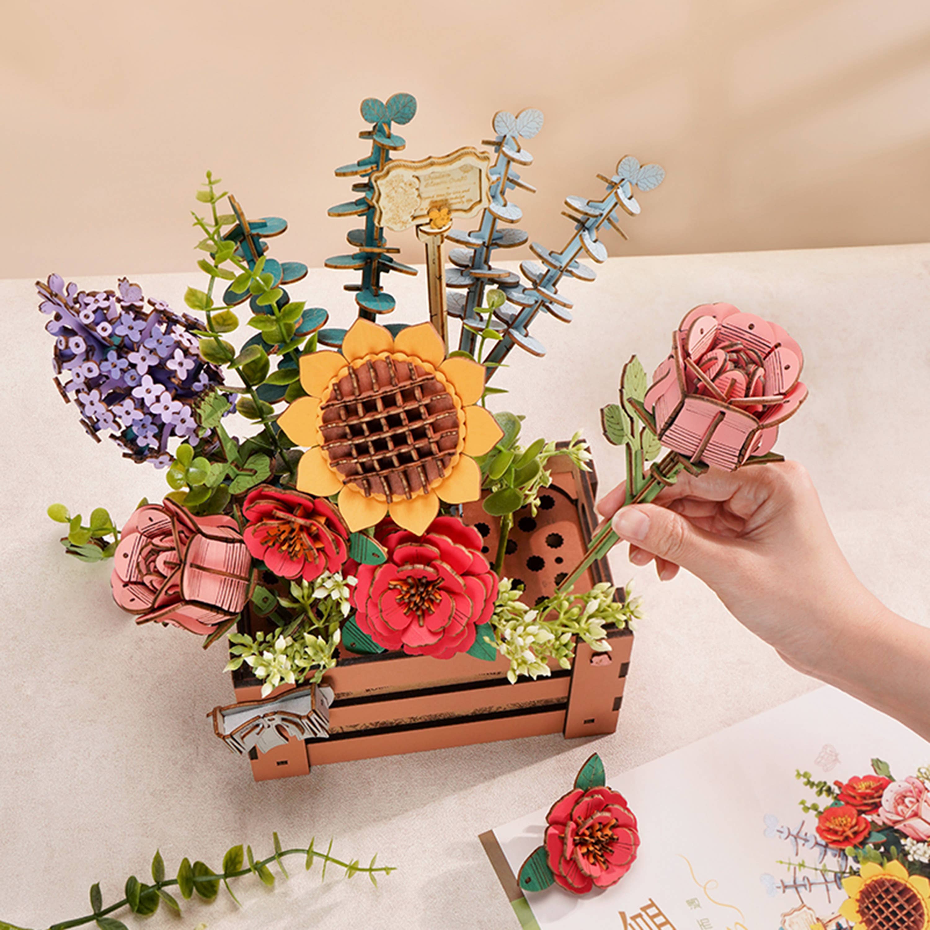 3D Flower Puzzle Wooden Bloom Box